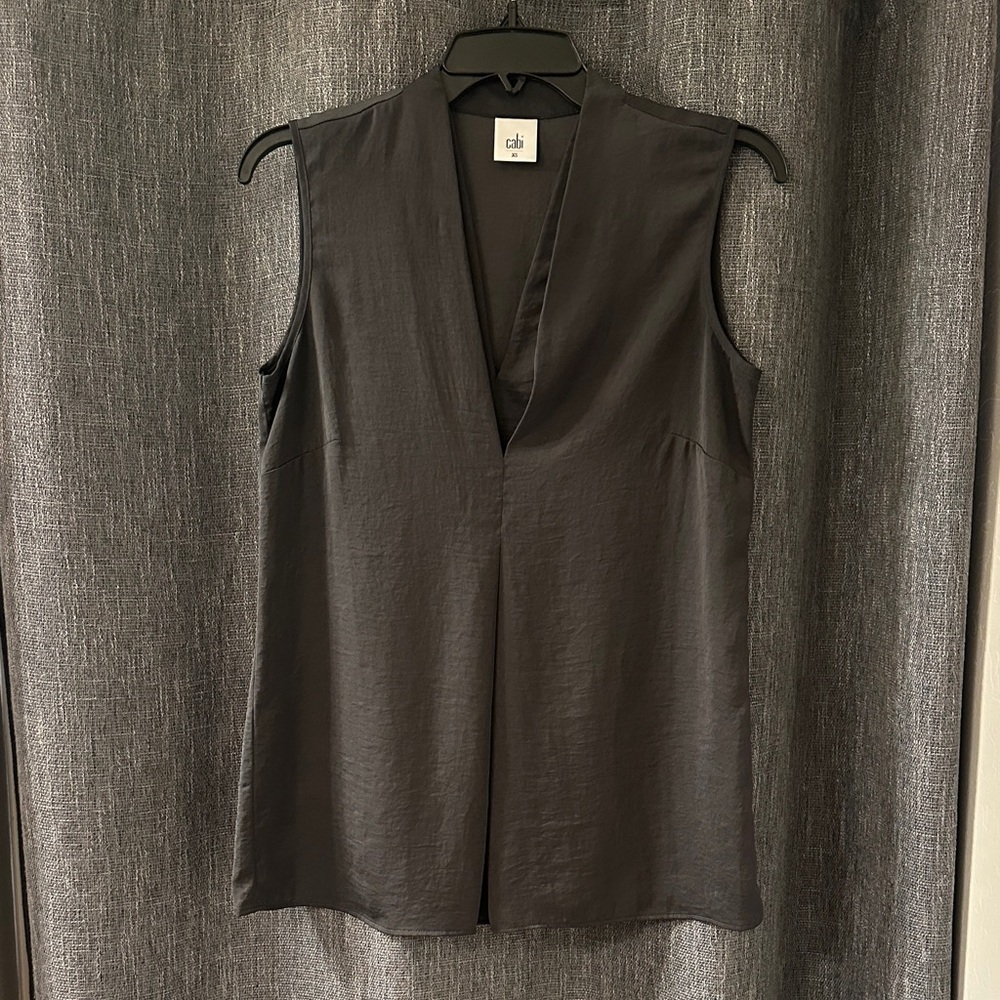 CAbi XS charcoal V-Neck Sleeveless Blouse